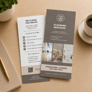 Publicitaria Servicios de limpieza Modern Taupe con tarjeta de