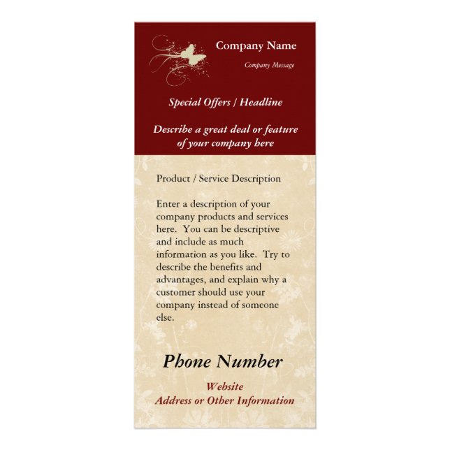 Publicitaria Tarjeta de encargo del estante, mariposa (Frente)