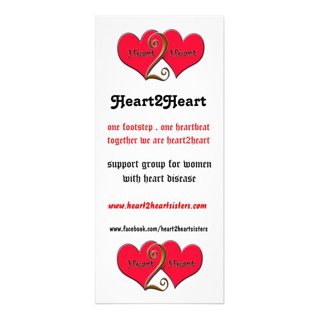 Publicitaria tarjeta de la tachuela de heart2heart (Frente)
