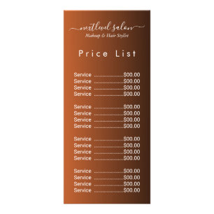 Publicitaria Tarjeta de lista de precios de salón moderno elega