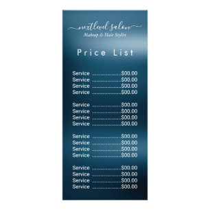 Publicitaria Tarjeta de lista de precios de salón moderno elega