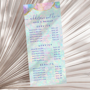 Publicitaria Tarjeta de lista de precios moderna pastel de pied