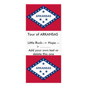 Publicitaria Tarjeta de rack con bandera de Arkansas, EE.UU.
