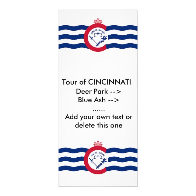 Publicitaria Tarjeta de rack con bandera de Cincinnati, EE.UU. (Frente)