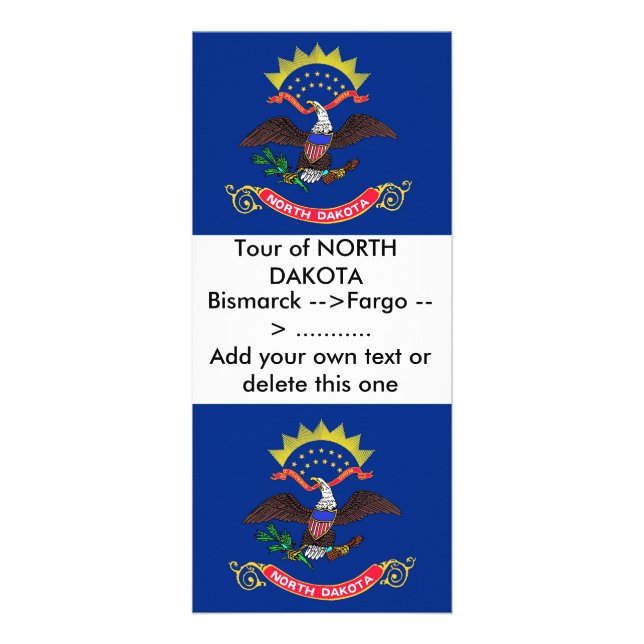 Publicitaria Tarjeta de rack con bandera de Dakota del Norte, E (Frente)