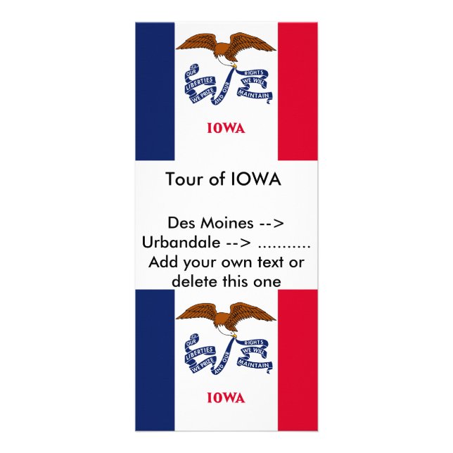 Publicitaria Tarjeta de rack con bandera de Iowa, EE.UU. (Frente)