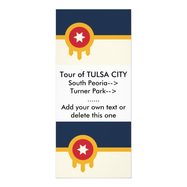 Publicitaria Tarjeta de rack con bandera de la ciudad de Tulsa, (Frente)