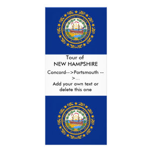 Publicitaria Tarjeta de rack con bandera de New Hampshire, EE.U