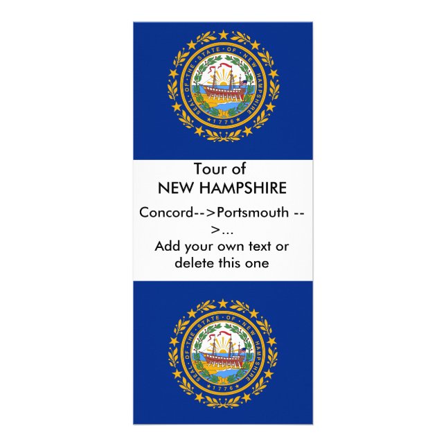 Publicitaria Tarjeta de rack con bandera de New Hampshire, EE.U (Frente)