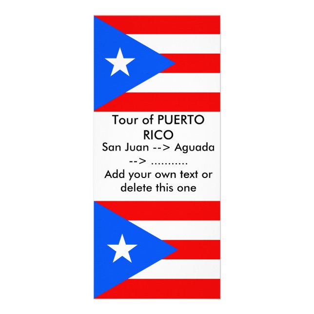 Publicitaria Tarjeta de rack con bandera de Puerto Rico, EE.UU. (Frente)