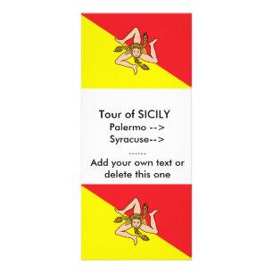 Publicitaria Tarjeta de rack con bandera de Sicilia, Italia