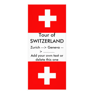 Publicitaria Tarjeta de rack con bandera de Suiza