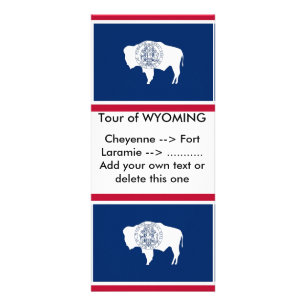 Publicitaria Tarjeta de rack con bandera de Wyoming, EE.UU.
