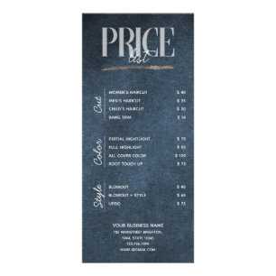 Publicitaria Tarjeta de rack Dark Blue Beauty Salon Price List