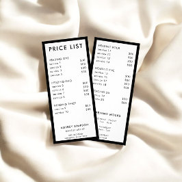 Publicitaria Tarjeta de rack de lista de precios minimalistas
