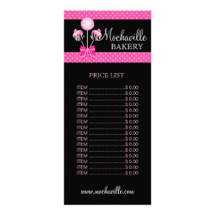 Publicitaria Tarjeta de rack de lista de precios retro para pas