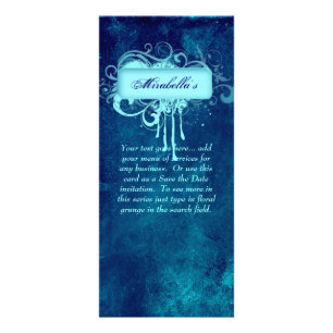 Publicitaria Tarjeta de rack Floral Grunge Salon Spa Blue Denim