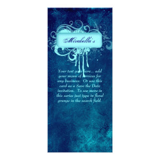 Publicitaria Tarjeta de rack Floral Grunge Salon Spa Blue Denim