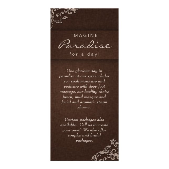 Publicitaria Tarjeta de rack Floral Linen Salon Spa Beige Brown (Frente)