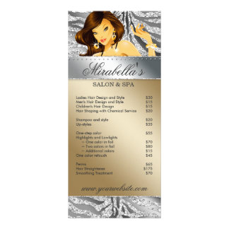 Publicitaria Tarjeta de rack Salon Jewelry Tanning Silver Spark