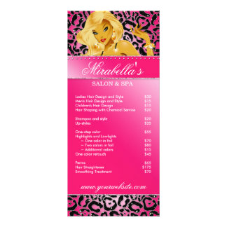 Publicitaria Tarjeta de rack Salon Jewelry Tanning Sparkle Rosa