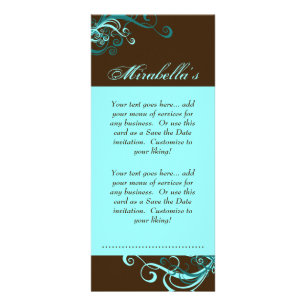 Publicitaria Tarjeta de rack Swirl Salon Spa Blue Brown