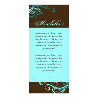 Publicitaria Tarjeta de rack Swirl Salon Spa Blue Brown