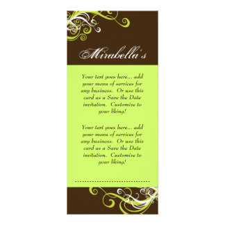 Publicitaria Tarjeta de rack Swirl Salon Spa Lime Green Brown