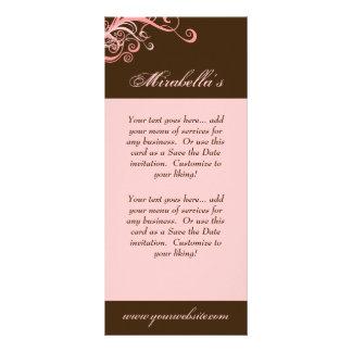 Publicitaria Tarjeta de rack Swirl Salon Spa Pink Brown