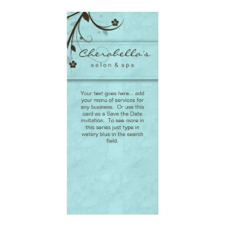 Publicitaria Tarjeta de rack Watery Blue Floral Salon Spa