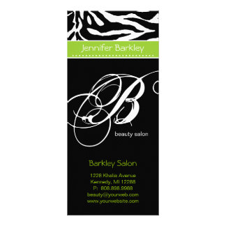 Publicitaria Tarjeta de rack Zebra Salón de belleza Spa Lime Gr