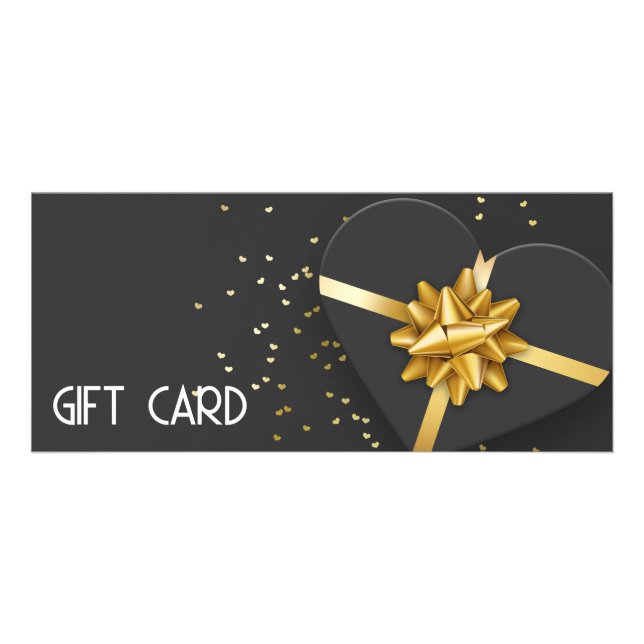 Publicitaria Tarjeta de regalo Gold Bow Lovely Black Heart Gift (Frente)