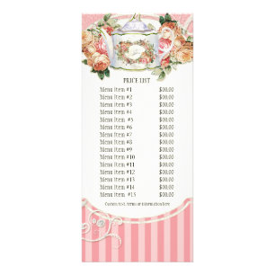 Publicitaria Tarjeta de tarifa de trabajo - Floral Rosa inglés