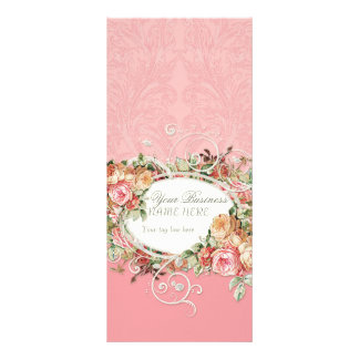 Publicitaria Tarjeta de tarifa de trabajo - Floral Rosa inglés 