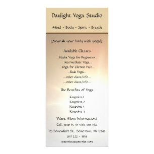Publicitaria Tarjeta del estante del estudio de la yoga de la