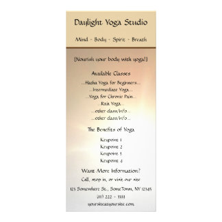 Publicitaria Tarjeta del estante del estudio de la yoga de la