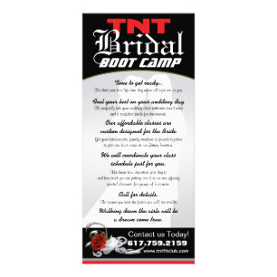 Publicitaria Tarjeta nupcial del estante de TNT Boot Camp