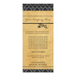 Publicitaria Tarjeta para rack Black and Carmel Damask