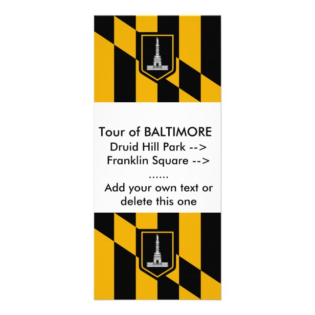 Publicitaria Tarjeta para rack con bandera de Baltimore, EE.UU. (Frente)