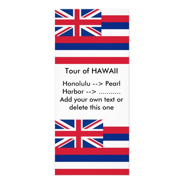 Publicitaria Tarjeta para rack con bandera de Hawaii, EE.UU. (Frente)