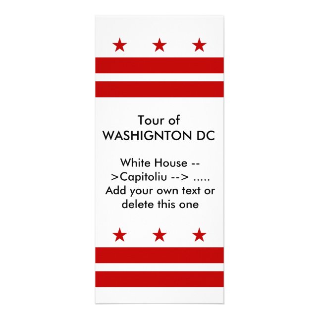 Publicitaria Tarjeta para rack con bandera de Washington DC, EE (Frente)