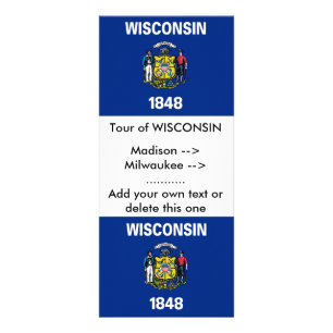 Publicitaria Tarjeta para rack con bandera de Wisconsin, EE.UU.