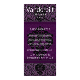 Publicitaria Tarjeta para rack Damask negro y púrpura