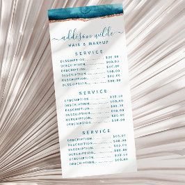 Publicitaria Tarjeta para rack de color agua verde azulada y do