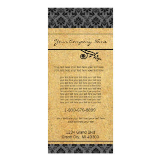 Publicitaria Tarjeta para rack de Damask en negro y oro