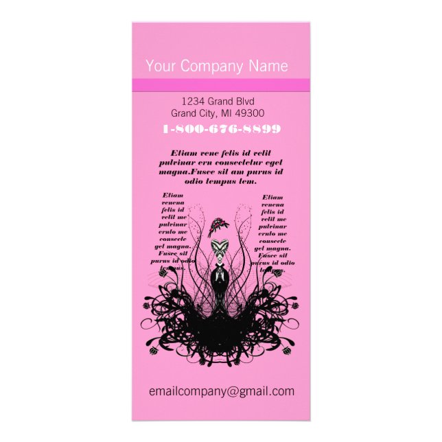 Publicitaria Tarjeta para rack de diva de moda rosa (Frente)