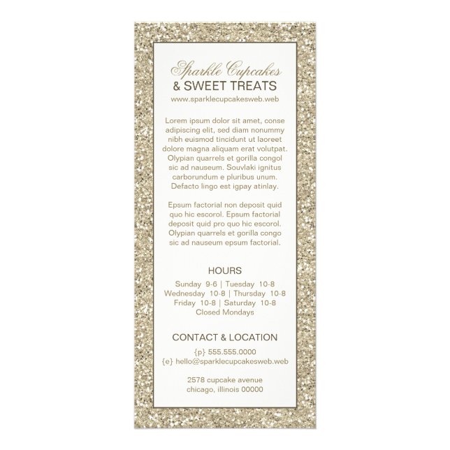 Publicitaria Tarjeta para rack de glamour de aspecto purpurina (Frente)