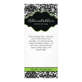 Publicitaria Tarjeta para rack de salón Damask Lime Green Flora