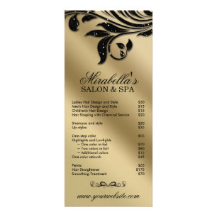 Publicitaria Tarjeta para rack de salón Hojalata Floral Black G