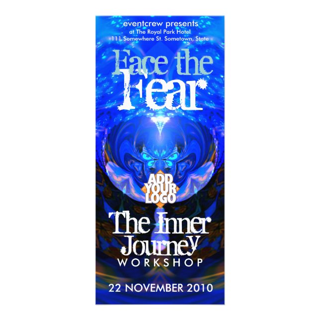 Publicitaria Tarjeta para rack de taller o evento (Frente)